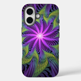 Purple Green Flower Modern Abstract Fractal Art iPhone 16 Case