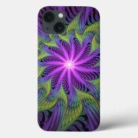 Purple Green Flower Modern Abstract Fractal Art