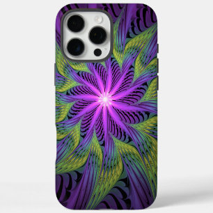 Purple Green Flower Modern Abstract Fractal Art iPhone 16 Pro Max Case
