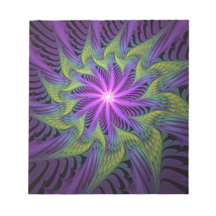 Purple Green Flower Modern Abstract Fractal Art Notepad