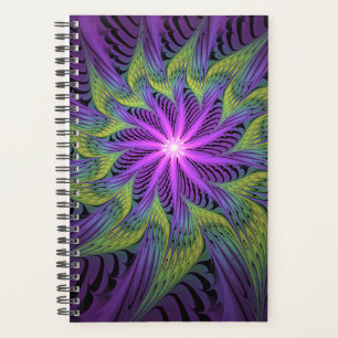 Purple Green Flower Modern Abstract Fractal Art Planner