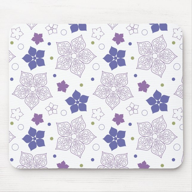 Purple & Green flower pattern  Mouse Mat (Front)