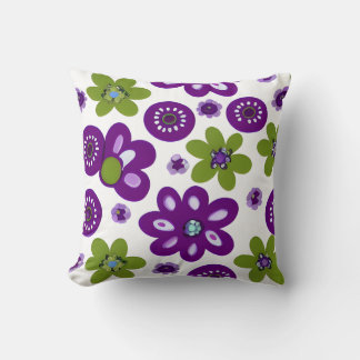 Purple & Green Flowers Cushion
