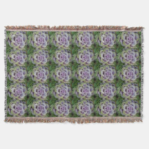 Purple Green Flowers Garden Throw Blanket