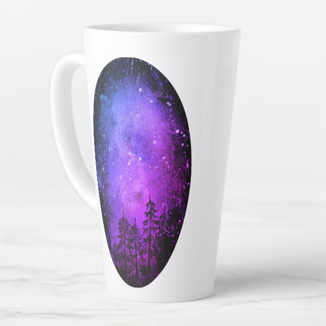 Purple & Green Galaxy Latte Mug (Left Angle)