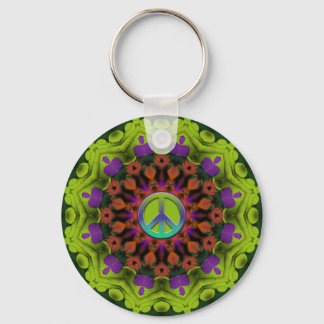 Purple Green : Geometric Mandala Art Key Ring