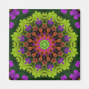 Purple Green : Geometric Mandala Art Magnet
