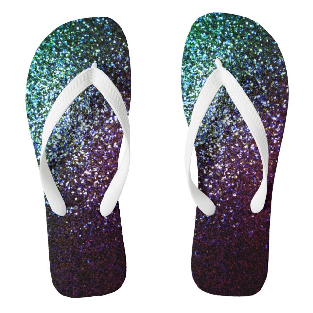 Purple green glitter flip flops (Footbed)