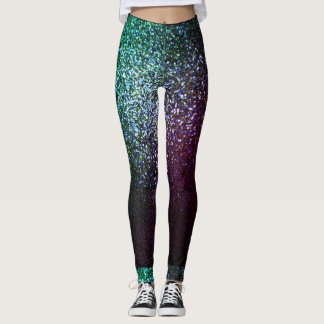 Purple green glitter leggings