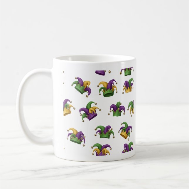 Purple Green & Gold Carnival Coffee Cup (Left)