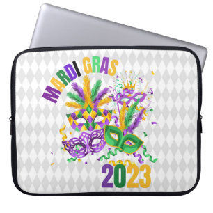 PURPLE GREEN GOLD MARDI GRAS 2023 LAPTOP SLEEVE