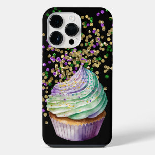 PURPLE GREEN GOLD MARDI GRAS CUPCAKE iPhone 14 PRO MAX CASE