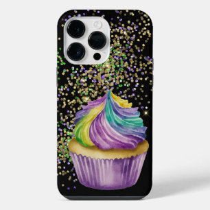 PURPLE GREEN GOLD MARDI GRAS CUPCAKE iPhone 14 PRO MAX CASE