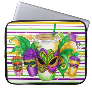 PURPLE GREEN GOLD MARDI GRAS CUPS LAPTOP SLEEVE