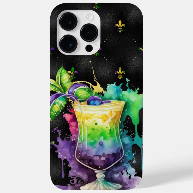 PURPLE GREEN GOLD MARDI GRAS FESTIVE BEVERAGES Case-Mate iPhone CASE (Back)