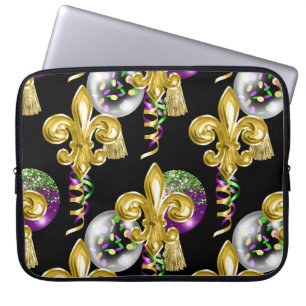 PURPLE GREEN GOLD MARDI GRAS LAPTOP SLEEVE