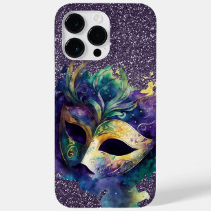 PURPLE GREEN GOLD MARDI GRAS MASK & FEATHERS Case-Mate iPhone 14 PRO MAX CASE