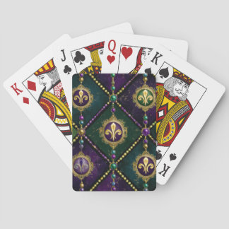 PURPLE GREEN GOLD MARDI GRAS PATTERNS PLAYING CARDS