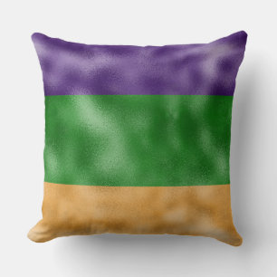 PURPLE GREEN GOLD MARDI GRAS STRIPES CUSHION