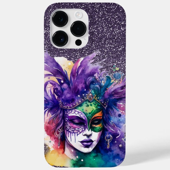 PURPLE GREEN GOLD MARDI GRAS WOMAN Case-Mate iPhone CASE (Back)