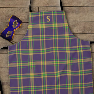 Purple Green Gold Plaid Mardi Gras Tartan Apron