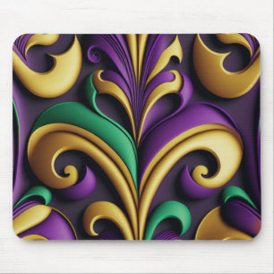 PURPLE GREEN GOLDMARDI GRAS FLEUR DI LIS MOUSE MAT