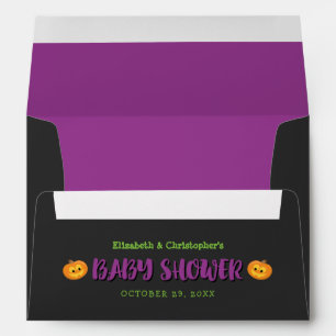 Purple Green Halloween Baby Shower Envelope