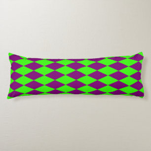 Purple Green Harlequin Checkered Design Body Cushion