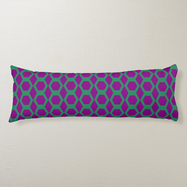 Purple Green Hexagon Pattern Body Cushion (Front)
