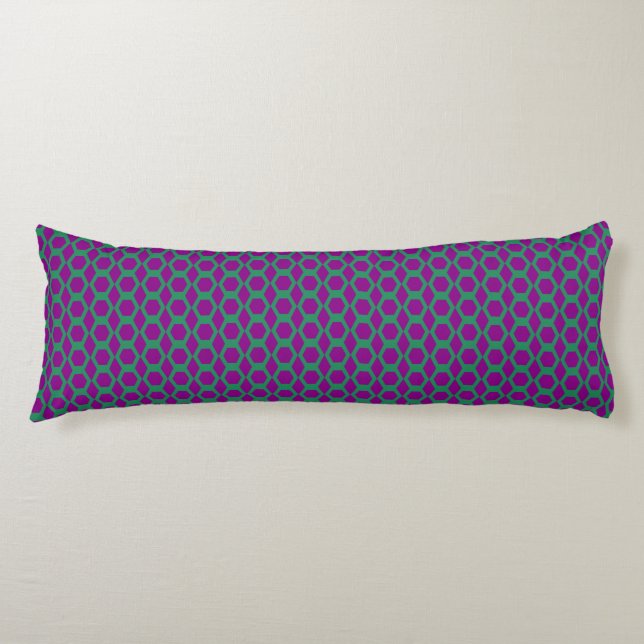 Purple Green Hexagon Pattern Body Cushion (Front)