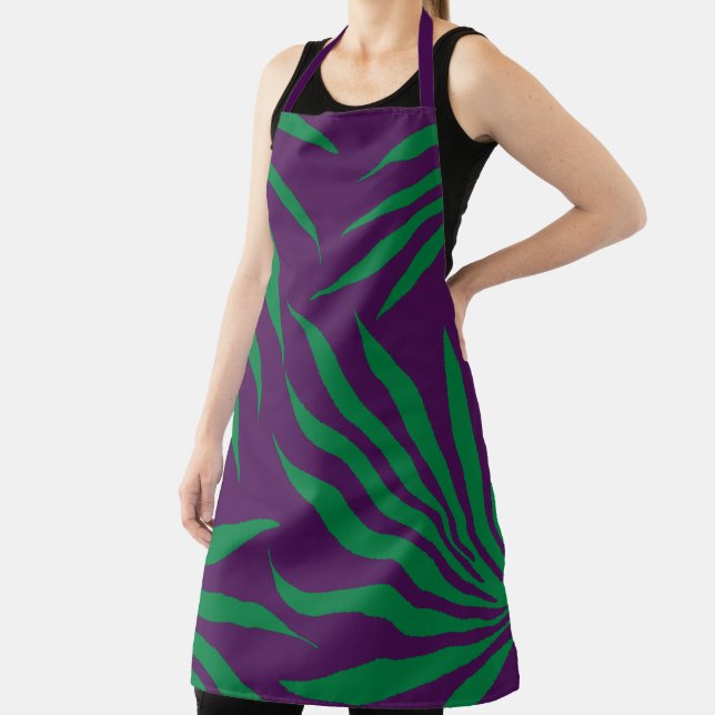 purple Green Leaf Tribal Pattern Africa Pattern Apron (Insitu)