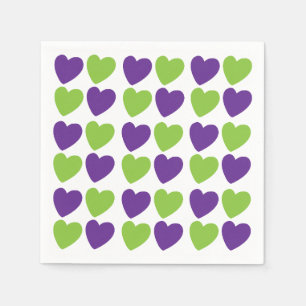Purple Green Love Hearts Party Napkin