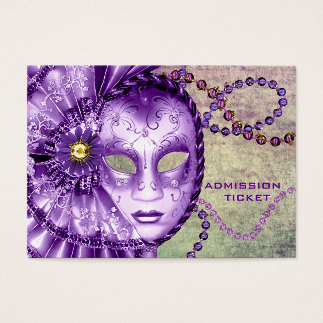Purple Green Masquerade Party Admission Tickets (Front)
