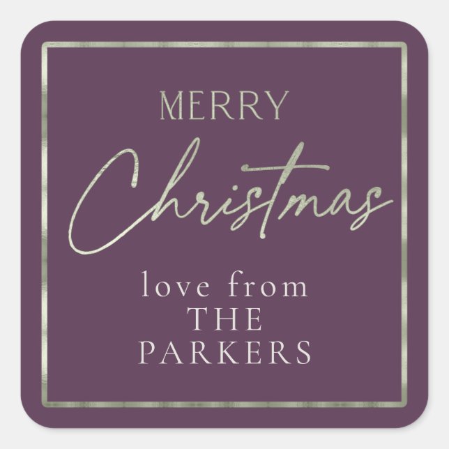 Purple Green Merry Christmas ID1009 Square Sticker (Front)