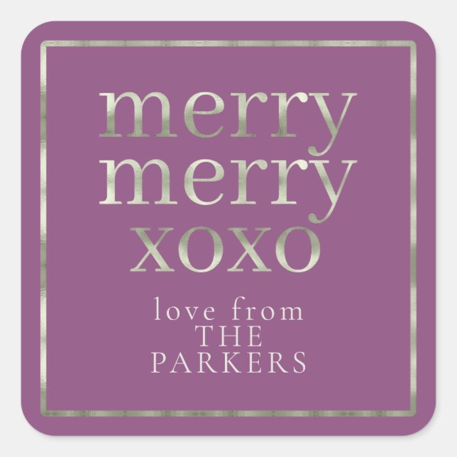 Purple Green Merry Merry XOXO ID1009 Square Sticker (Front)