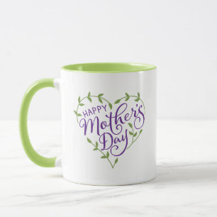 Purple Green Mother's Day Heart 2 Photo Mug