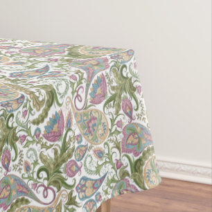 Purple Green Multi-Colour Floral Paisley Tablecloth