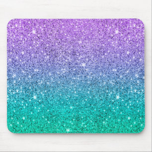 Purple & green ombre glitter & sparkles texture mouse mat