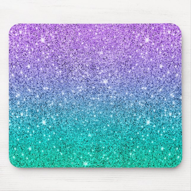 Purple & green ombre glitter & sparkles texture mouse mat (Front)