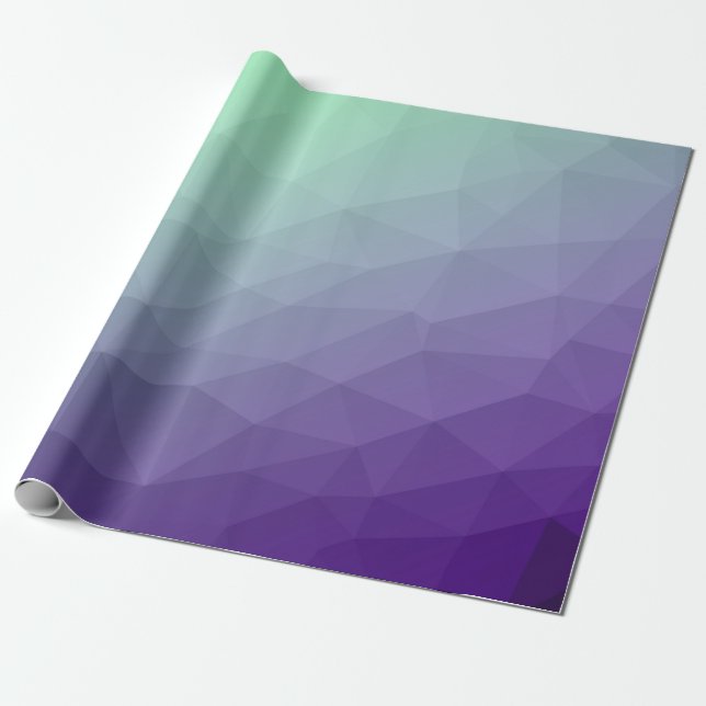 Purple green ombre gradient geometric mesh wrapping paper (Unrolled)