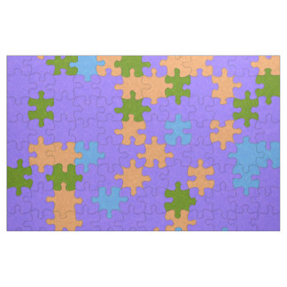Purple, Green, Orange & Blue Puzzle Patterned Fabric
