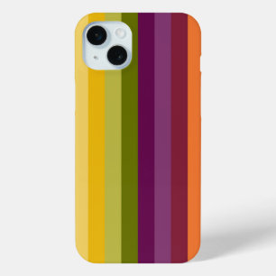 PURPLE GREEN ORANGE YELLOW STRIPES iPhone 15 MINI CASE