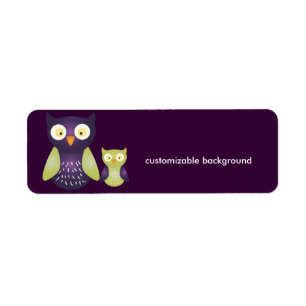 Purple / Green Owls, customisable background
