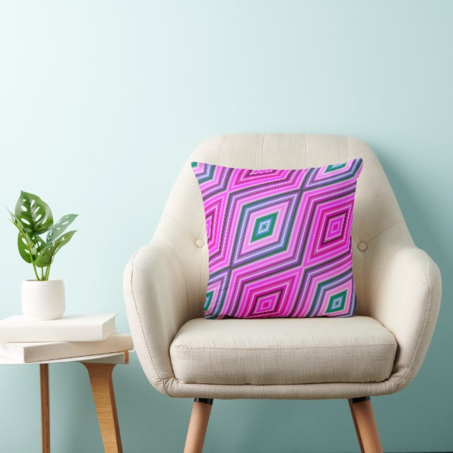 Purple Green Pastel Diamond Pattern Modern Cushion (Chair)