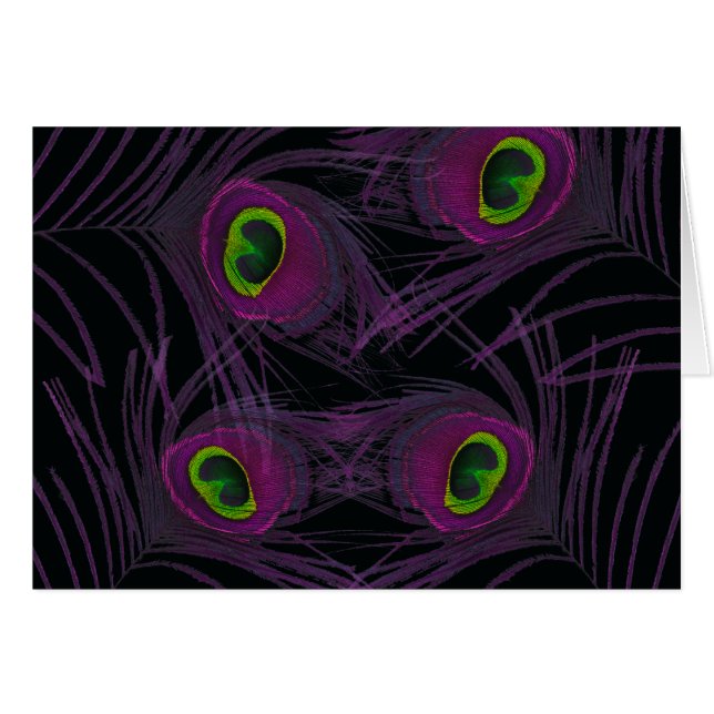 Purple & Green Peacock Feather Collage (Front Horizontal)