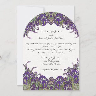 Purple & Green Peacock Wedding Invitations