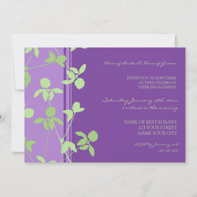 Purple Green Photo Engagement Party Invitations (Front)