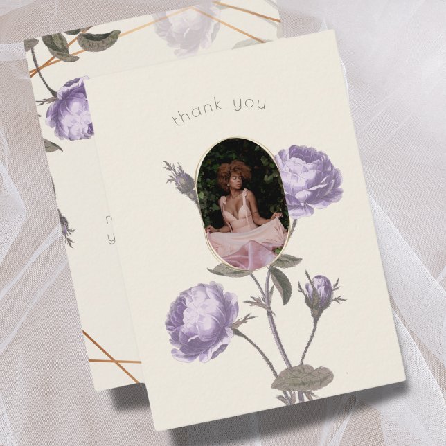 Purple/Green Photo Funeral Sympathy Thank You Card (Creator Uploaded)