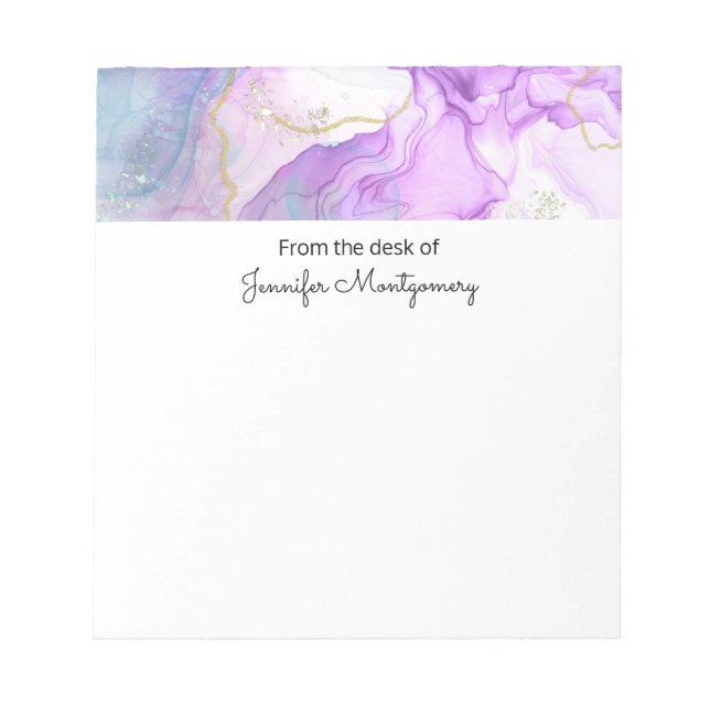 Purple, Green, Pink Flowing Colors Elegant Notepad (Front)
