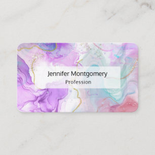 Purple, Green, Pink Flowing Colours Elegant Business Card